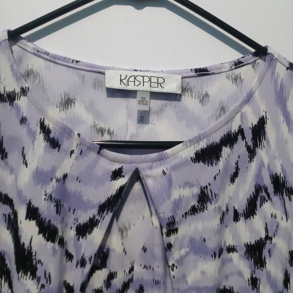 KASPER Women's Purple Print Stretch Sleeveless Blouse Size XS - Picture 5 of 8